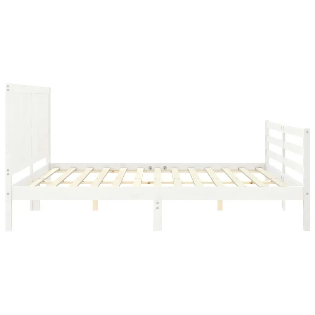 Bed Frame without Mattress White 183x203 cm King Solid Wood 3194522