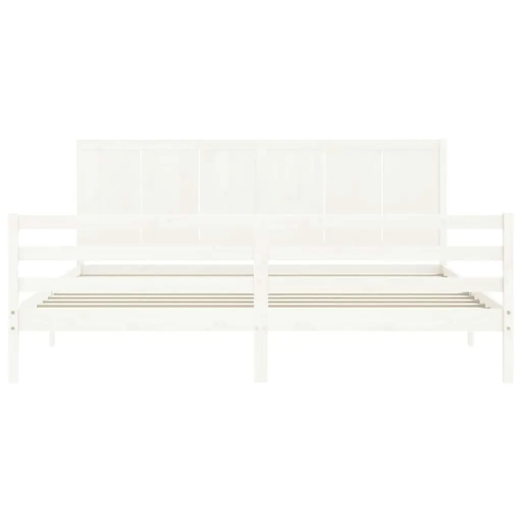 Bed Frame without Mattress White 183x203 cm King Solid Wood 3194522