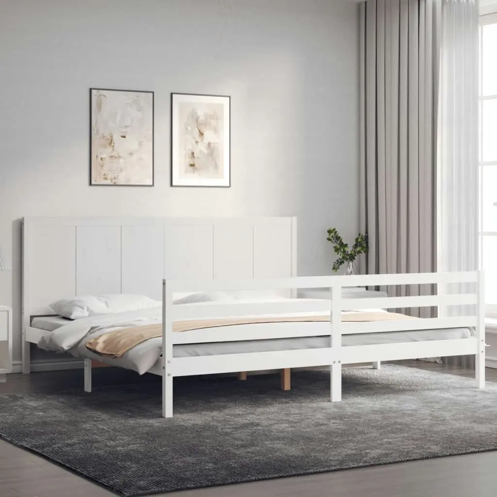 Bed Frame without Mattress White 183x203 cm King Solid Wood 3194522