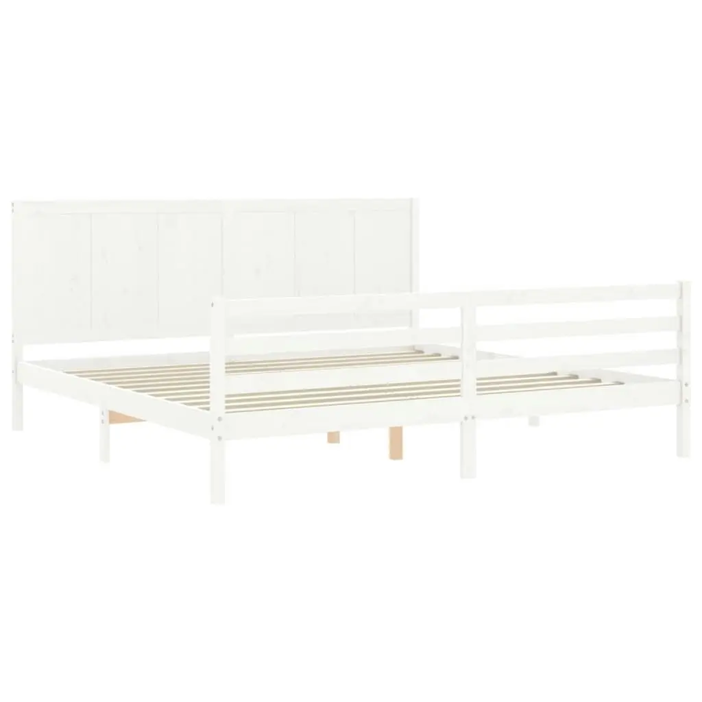 Bed Frame without Mattress White 183x203 cm King Solid Wood 3194522