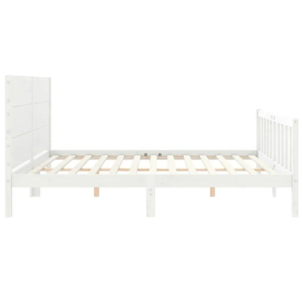 Bed Frame without Mattress White 183x203 cm King Solid Wood Pine 3192767