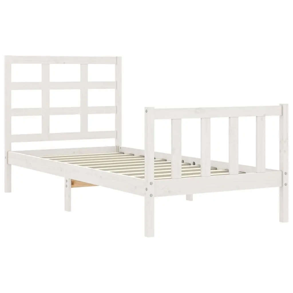 Bed Frame without Mattress White 90x190 cm Solid Wood Pine 3192067