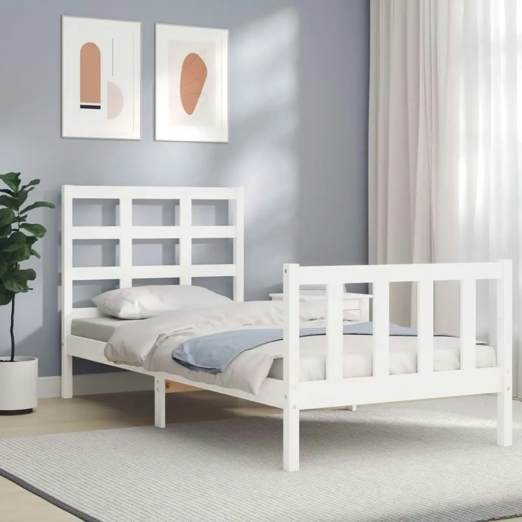 Bed Frame without Mattress White 90x190 cm Solid Wood Pine 3192067