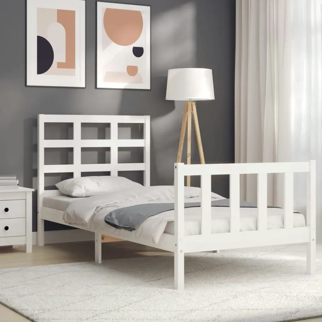 Bed Frame without Mattress White 90x190 cm Solid Wood Pine 3192067