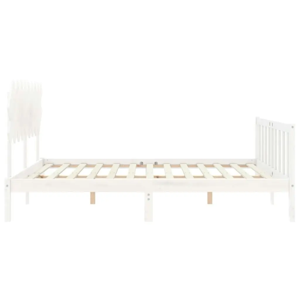 Bed Frame without Mattress White 183x203 cm King Solid Wood Pine 3193482