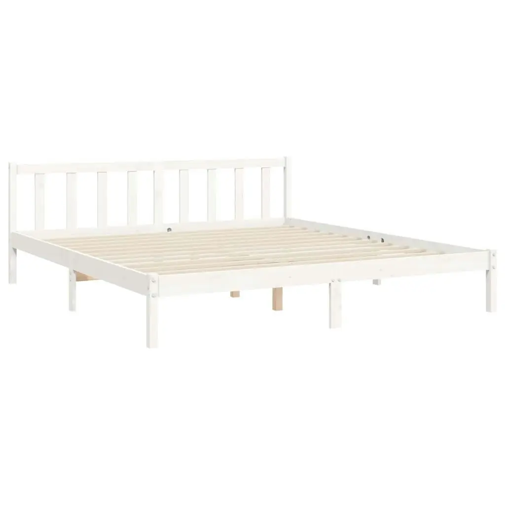 Bed Frame without Mattress White 183x203 cm King Solid Wood Pine 3193482