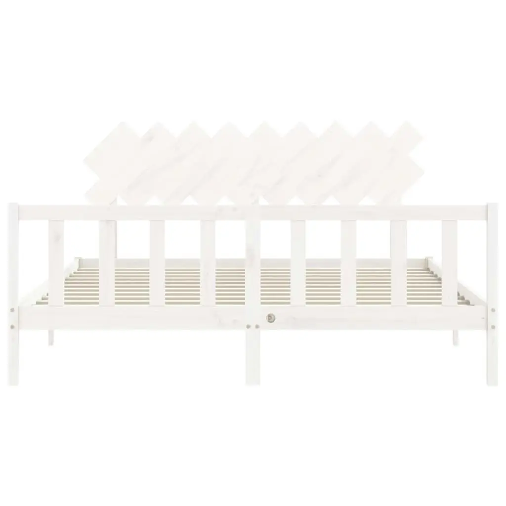 Bed Frame without Mattress White 183x203 cm King Solid Wood Pine 3193482