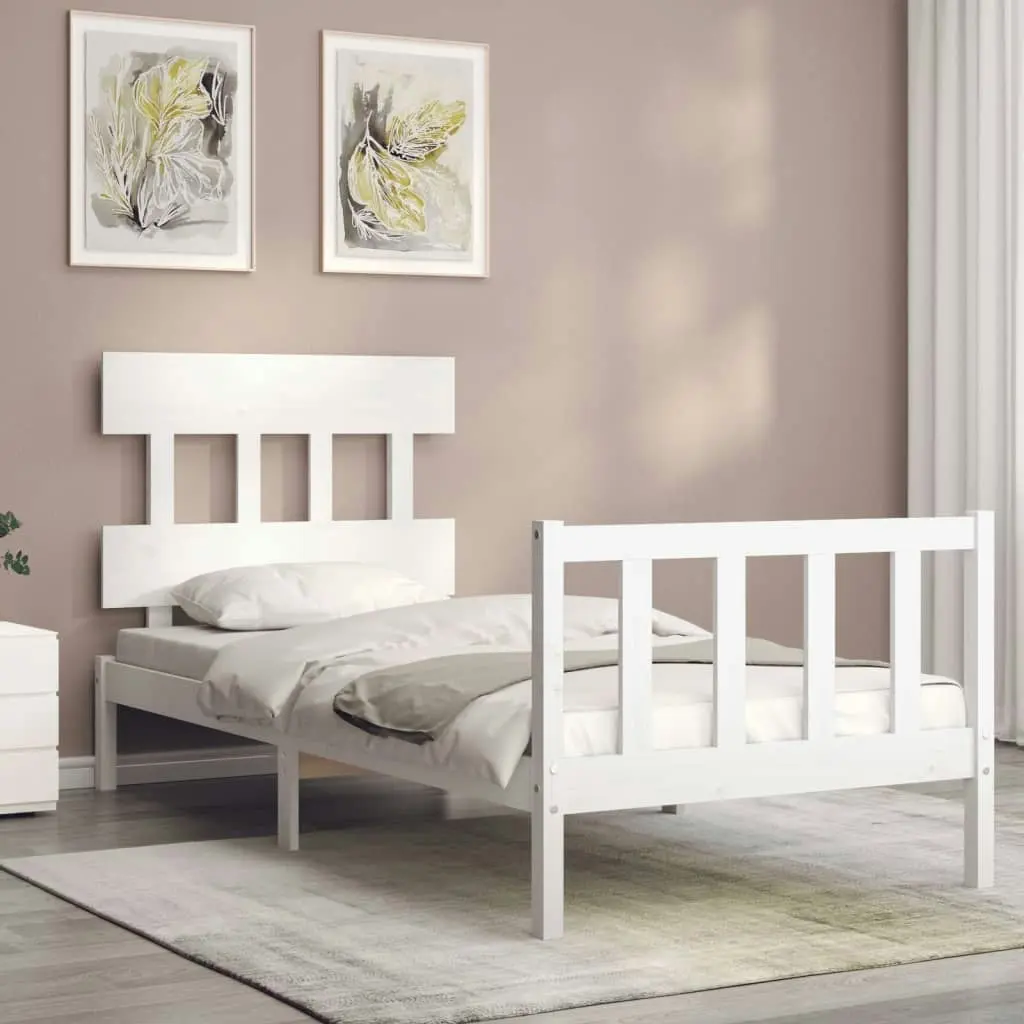 Bed Frame without Mattress White 90x190 cm Solid Wood Pine 3193302