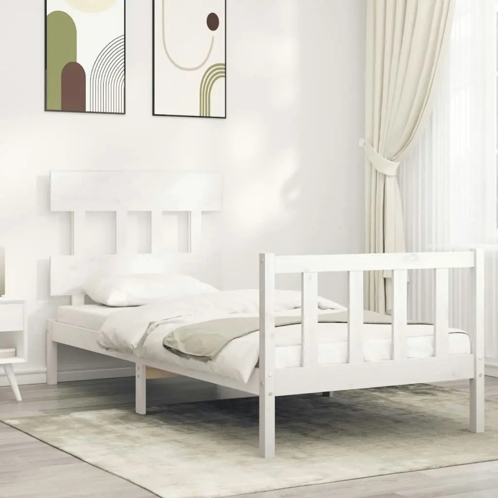 Bed Frame without Mattress White 90x190 cm Solid Wood Pine 3193302