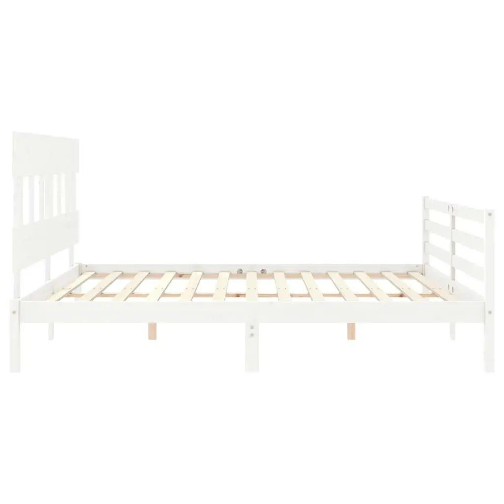 Bed Frame with Headboard White 183x203 cm King Solid Wood 3195172