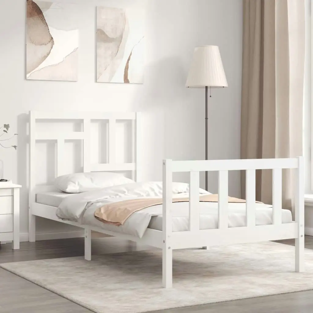 Bed Frame without Mattress White 90x190 cm Solid Wood Pine 3193107