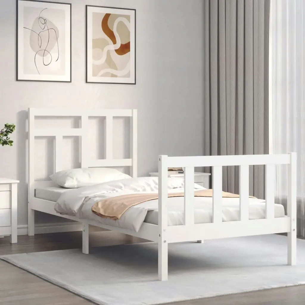 Bed Frame without Mattress White 90x190 cm Solid Wood Pine 3193107