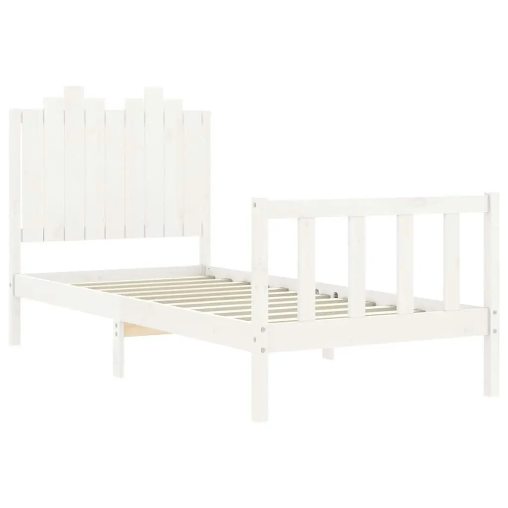 Bed Frame without Mattress White 90x190 cm Solid Wood Pine 3192262