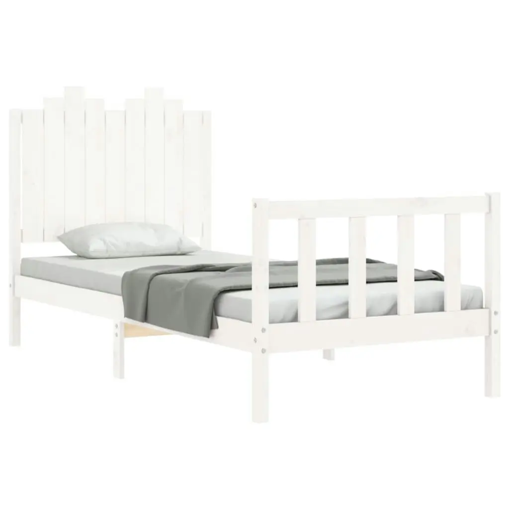 Bed Frame without Mattress White 90x190 cm Solid Wood Pine 3192262