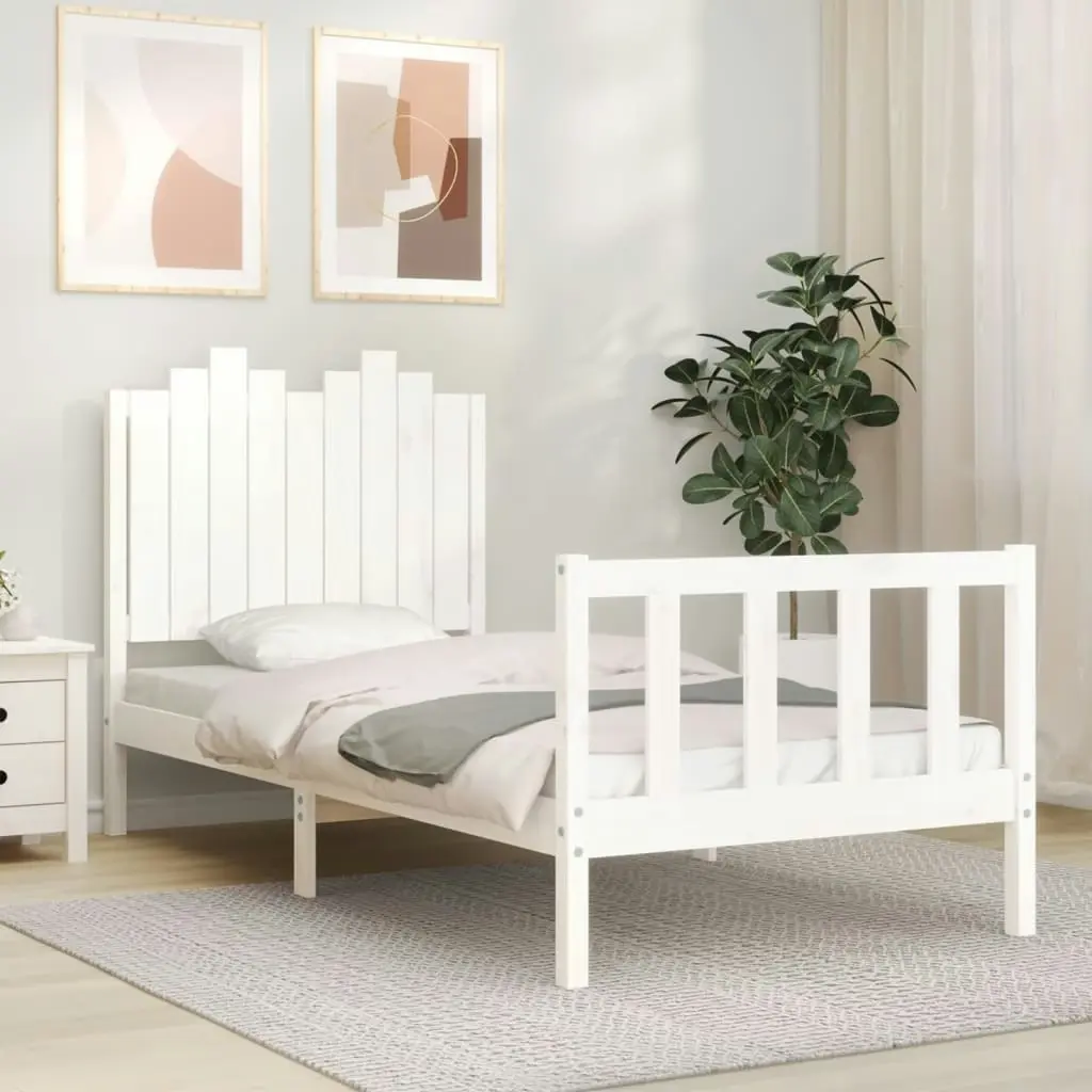 Bed Frame without Mattress White 90x190 cm Solid Wood Pine 3192262