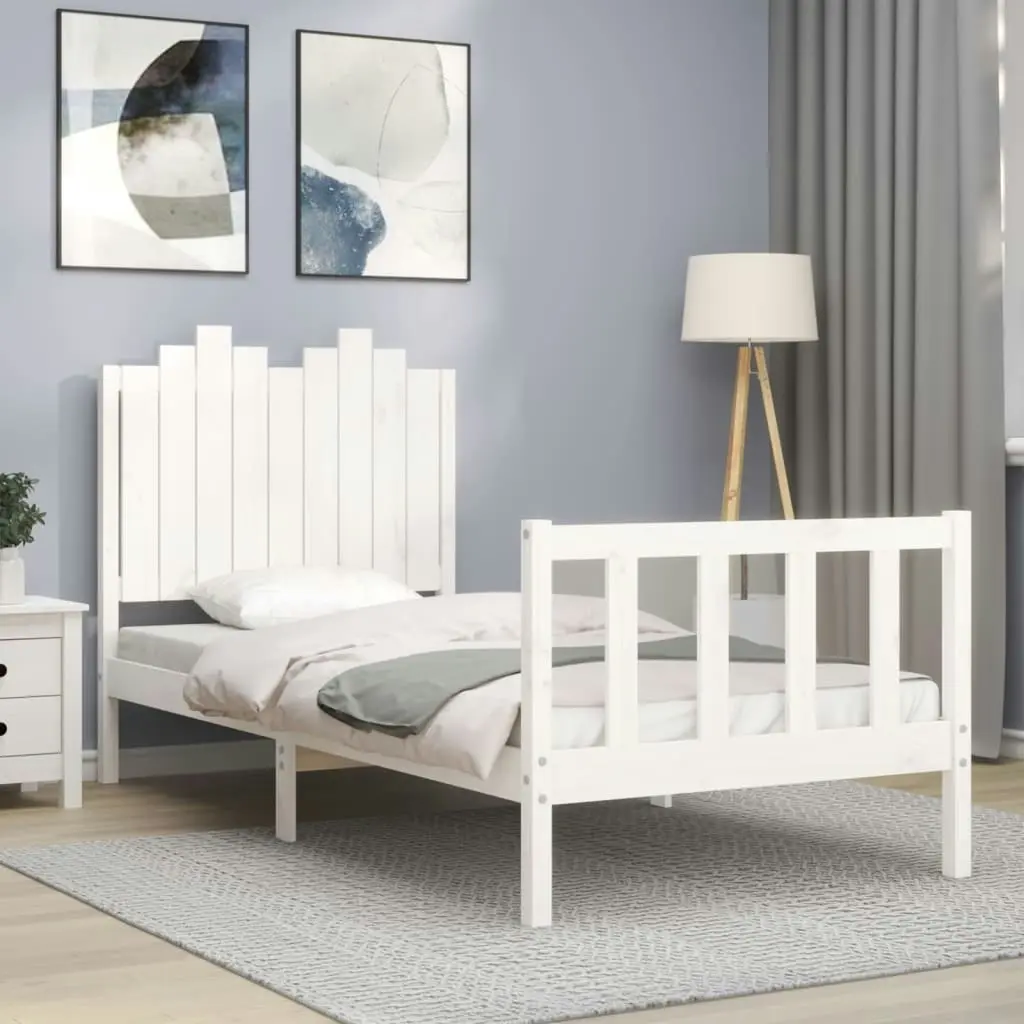 Bed Frame without Mattress White 90x190 cm Solid Wood Pine 3192262