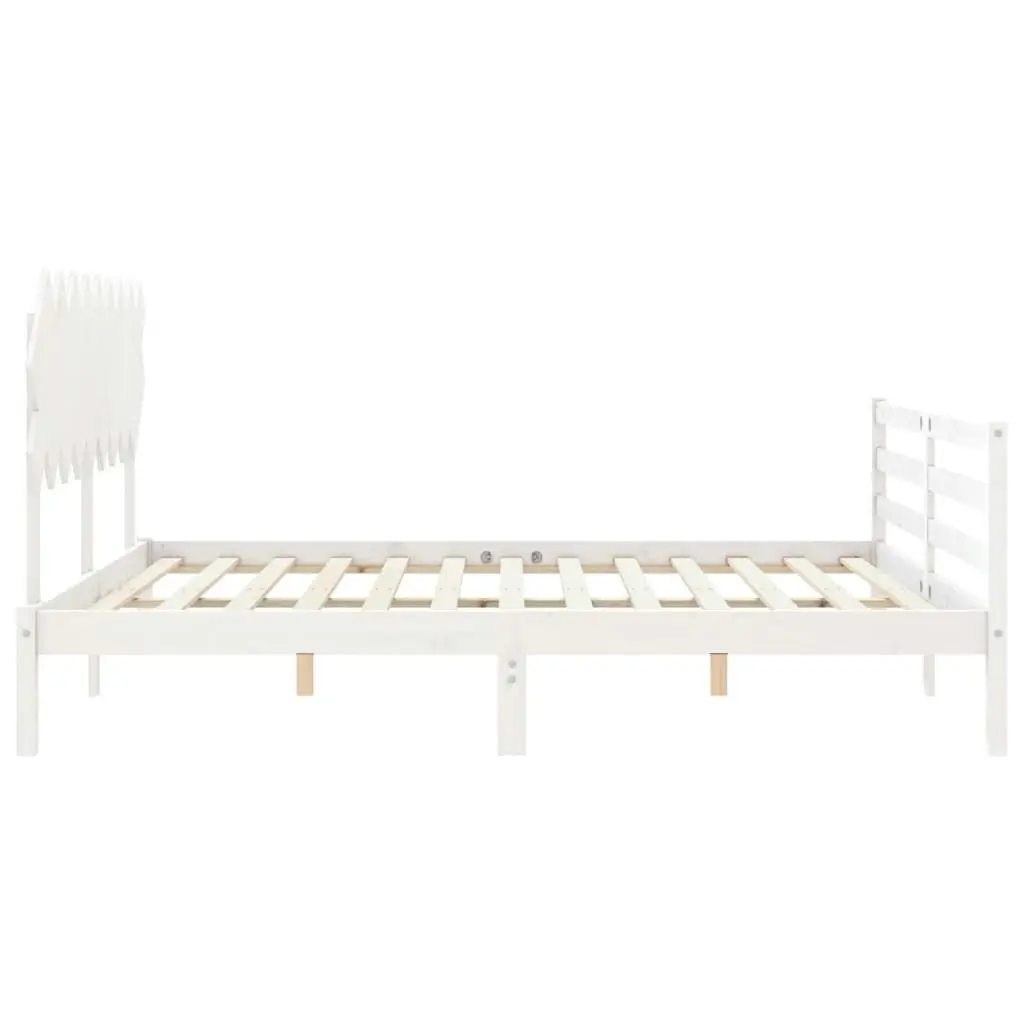 Bed Frame with Headboard White 183x203 cm King Solid Wood 3195302