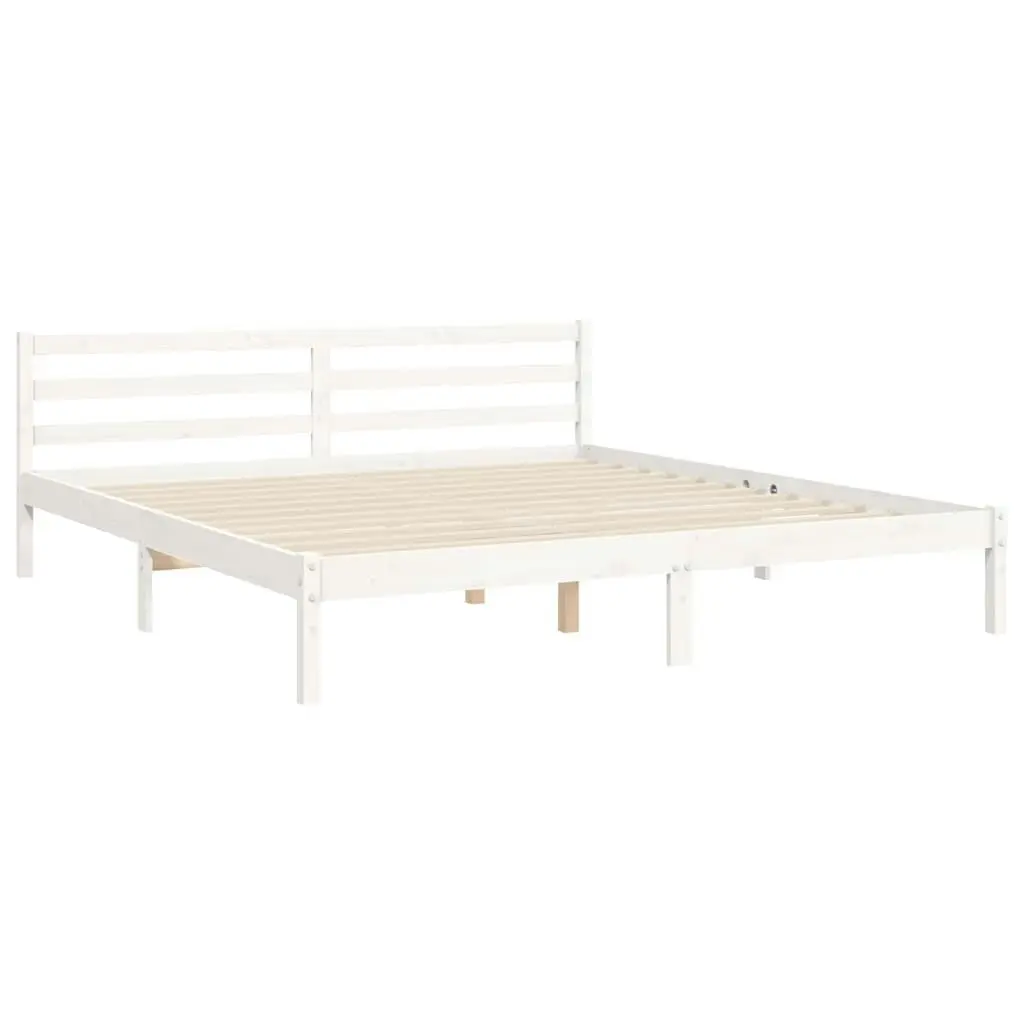 Bed Frame with Headboard White 183x203 cm King Solid Wood 3195302