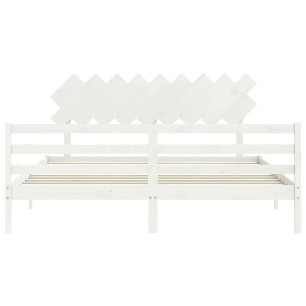 Bed Frame with Headboard White 183x203 cm King Solid Wood 3195302