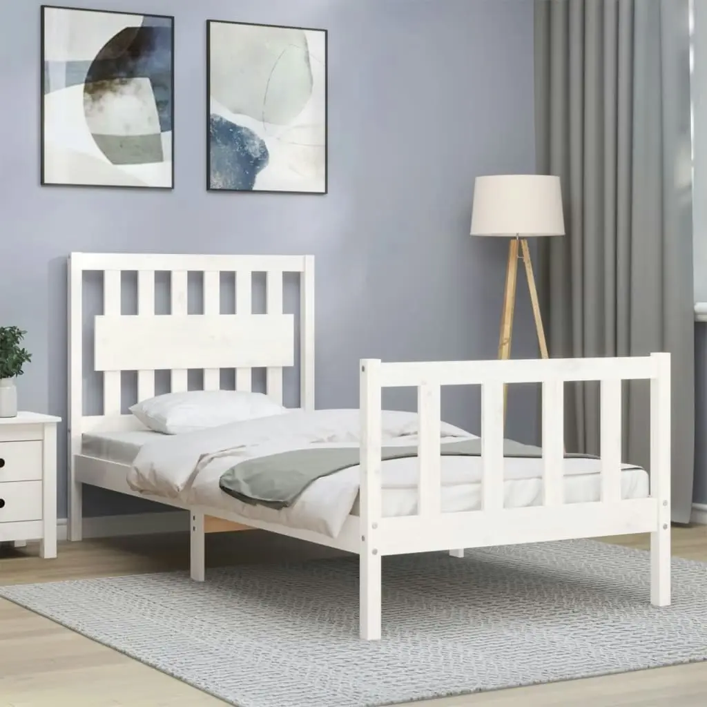 Bed Frame without Mattress White 90x190 cm Solid Wood Pine 3192392