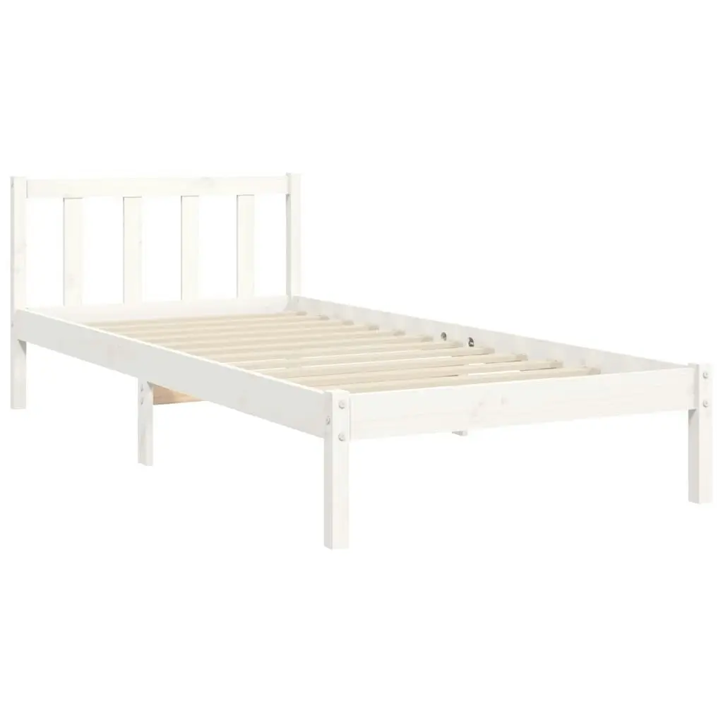 Bed Frame without Mattress White 90x190 cm Solid Wood Pine 3192392