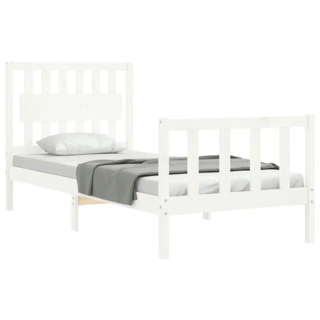 Bed Frame without Mattress White 90x190 cm Solid Wood Pine 3192392