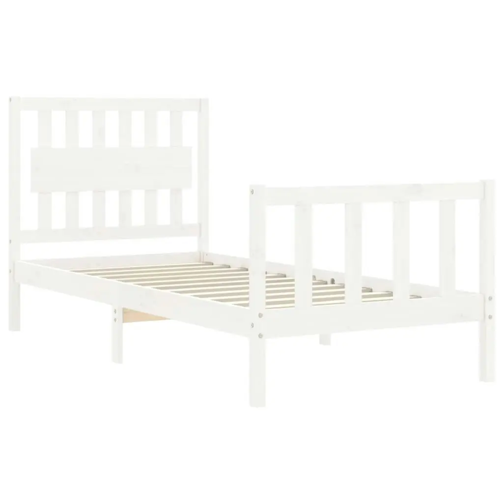 Bed Frame without Mattress White 90x190 cm Solid Wood Pine 3192392