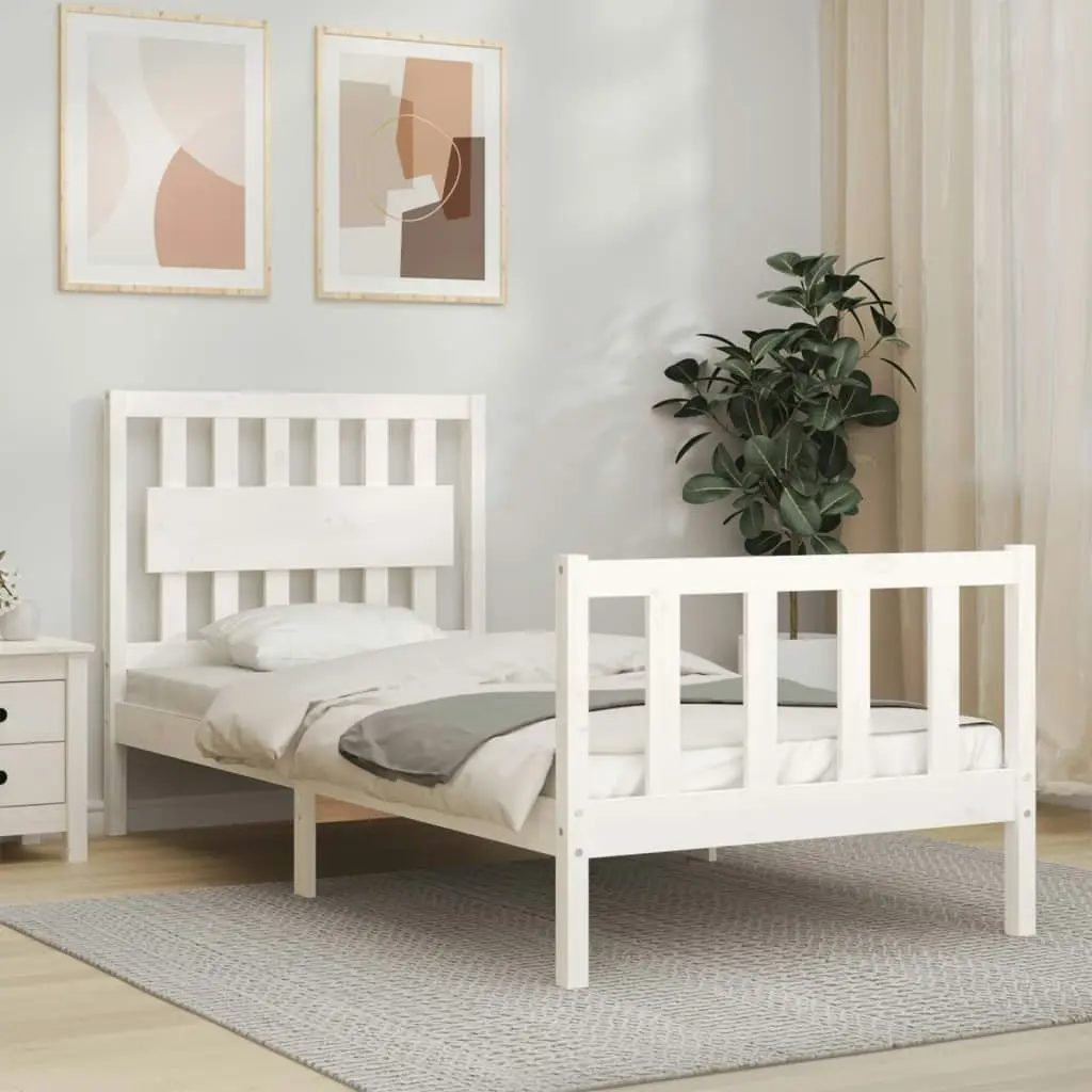 Bed Frame without Mattress White 90x190 cm Solid Wood Pine 3192392