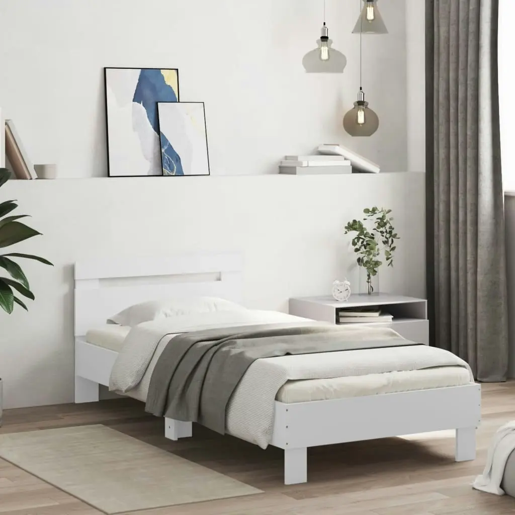 Bed Frame without Mattress with Headboard White 90x190 cm 838561