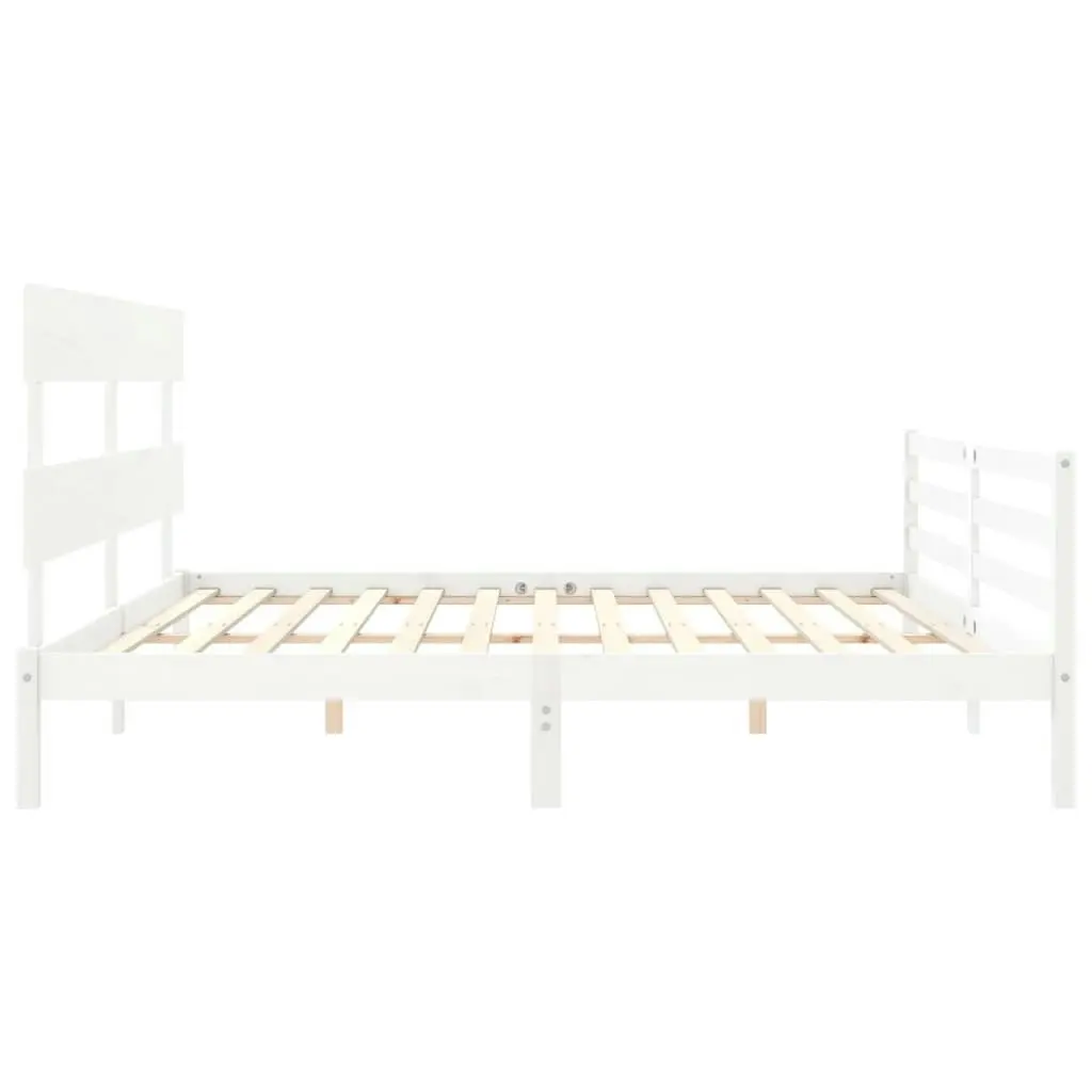 Bed Frame with Headboard White 183x203 cm King Solid Wood 3195107