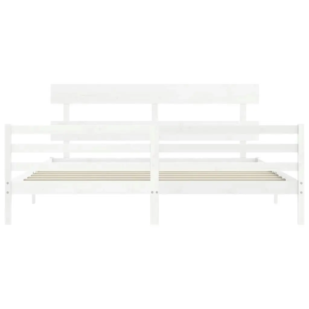 Bed Frame with Headboard White 183x203 cm King Solid Wood 3195107