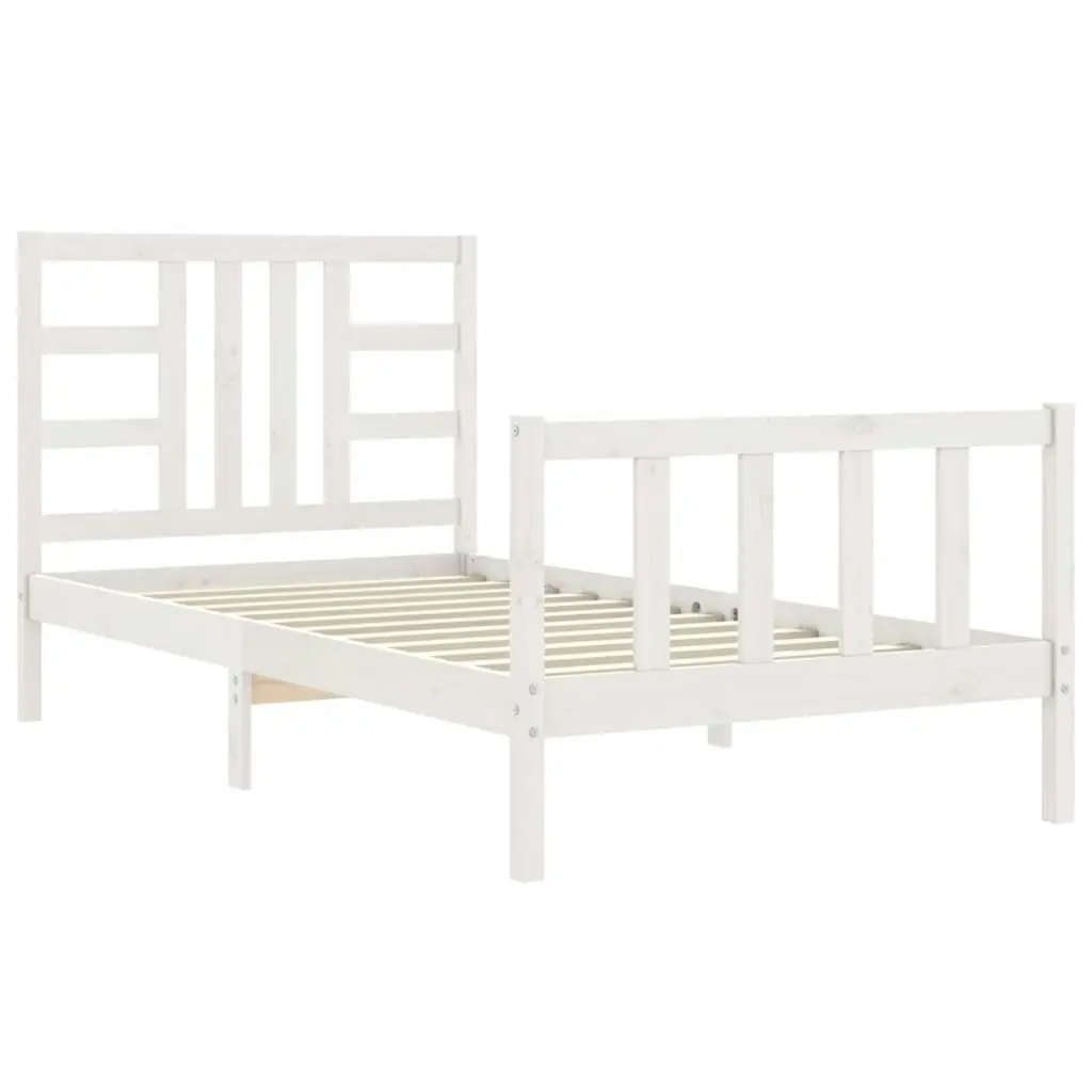 Bed Frame without Mattress White 90x190 cm Solid Wood Pine 3191937