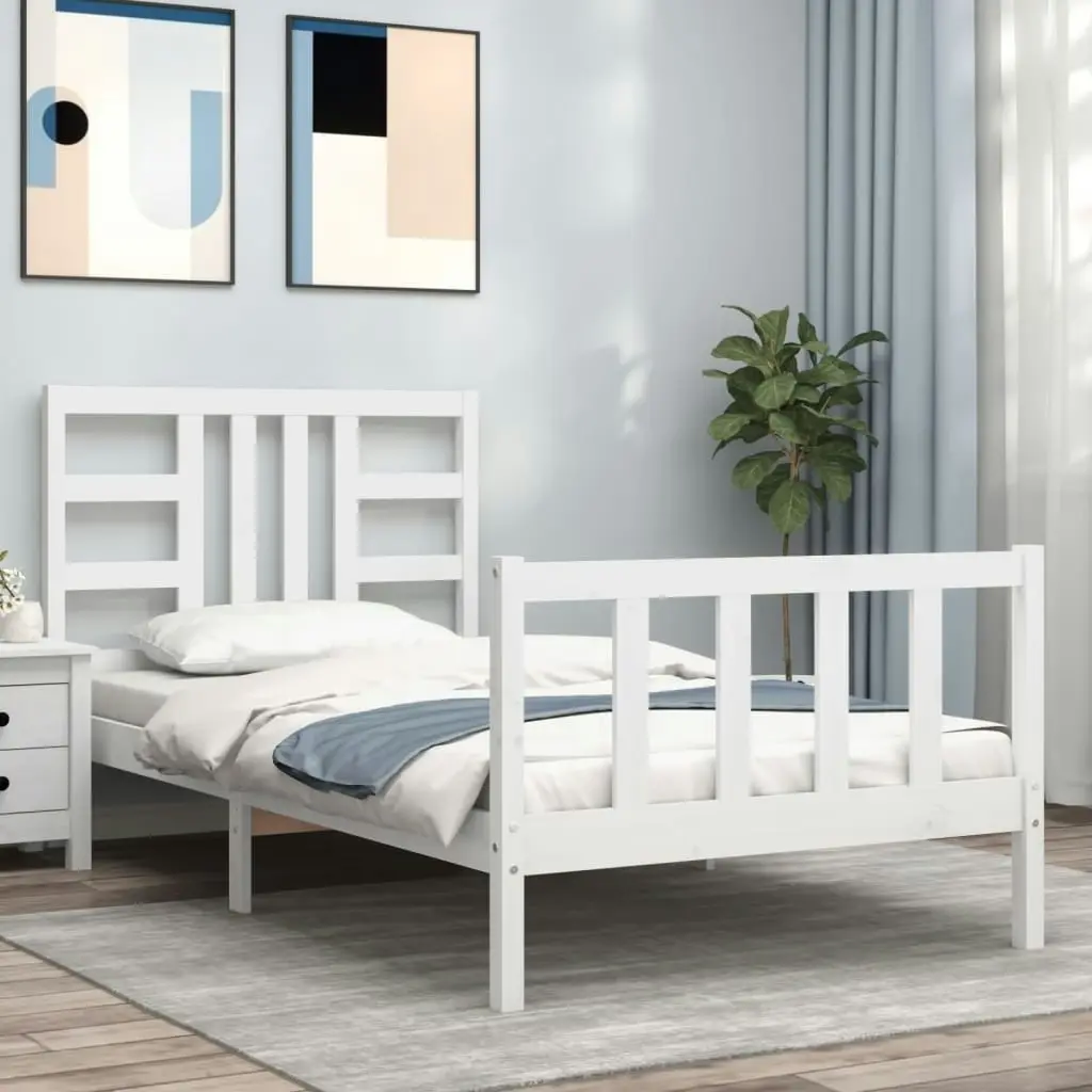 Bed Frame without Mattress White 90x190 cm Solid Wood Pine 3191937