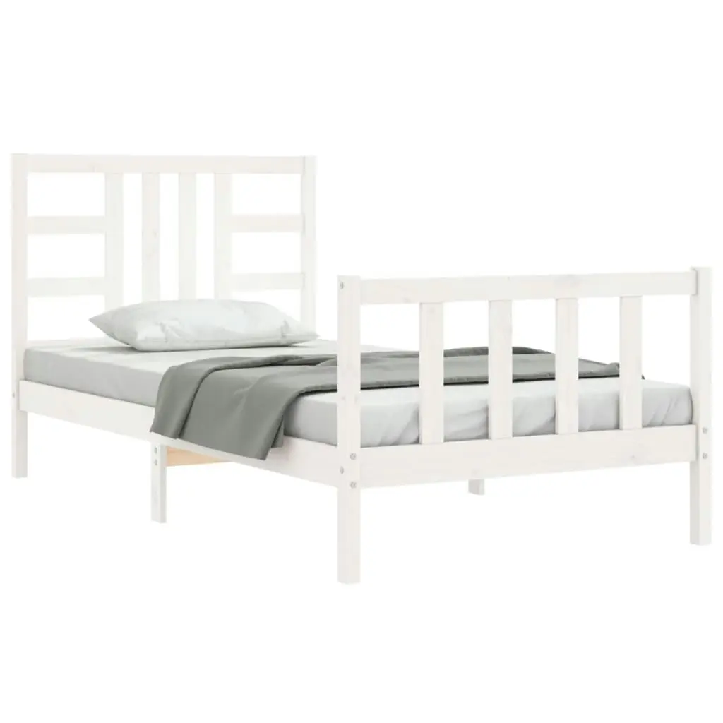 Bed Frame without Mattress White 90x190 cm Solid Wood Pine 3191937