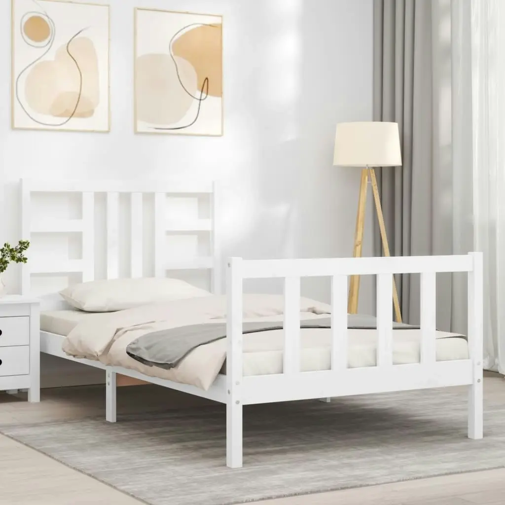 Bed Frame without Mattress White 90x190 cm Solid Wood Pine 3191937