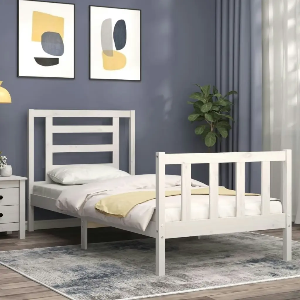 Bed Frame without Mattress White 90x190 cm Solid Wood Pine 3192847