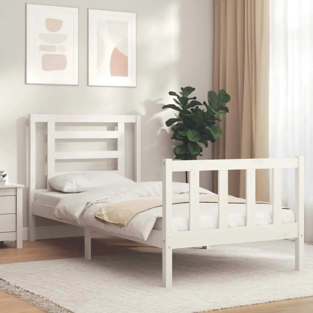 Bed Frame without Mattress White 90x190 cm Solid Wood Pine 3192847