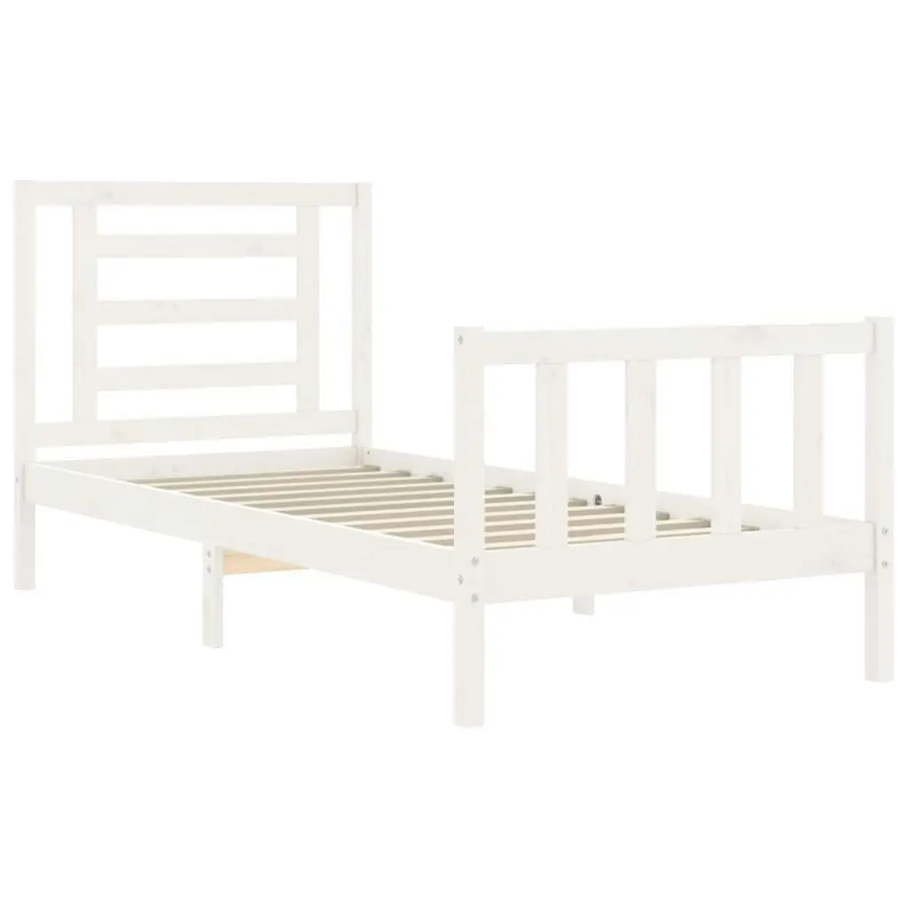 Bed Frame without Mattress White 90x190 cm Solid Wood Pine 3192847