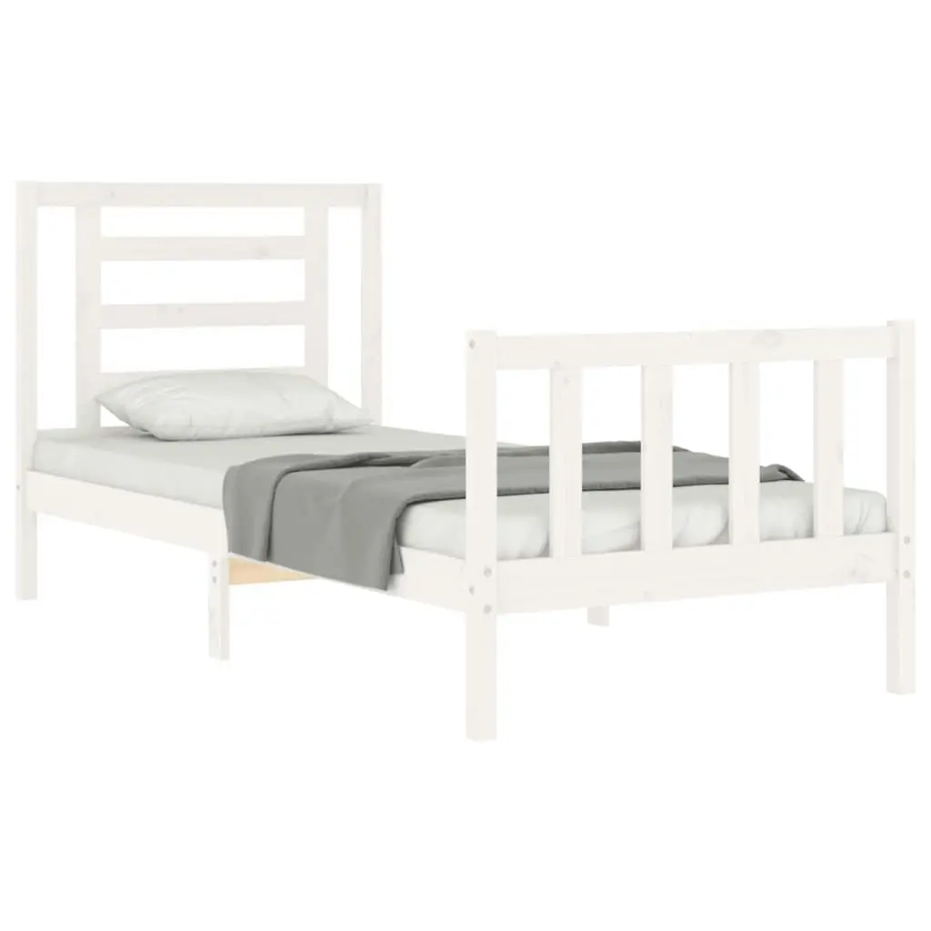 Bed Frame without Mattress White 90x190 cm Solid Wood Pine 3192847