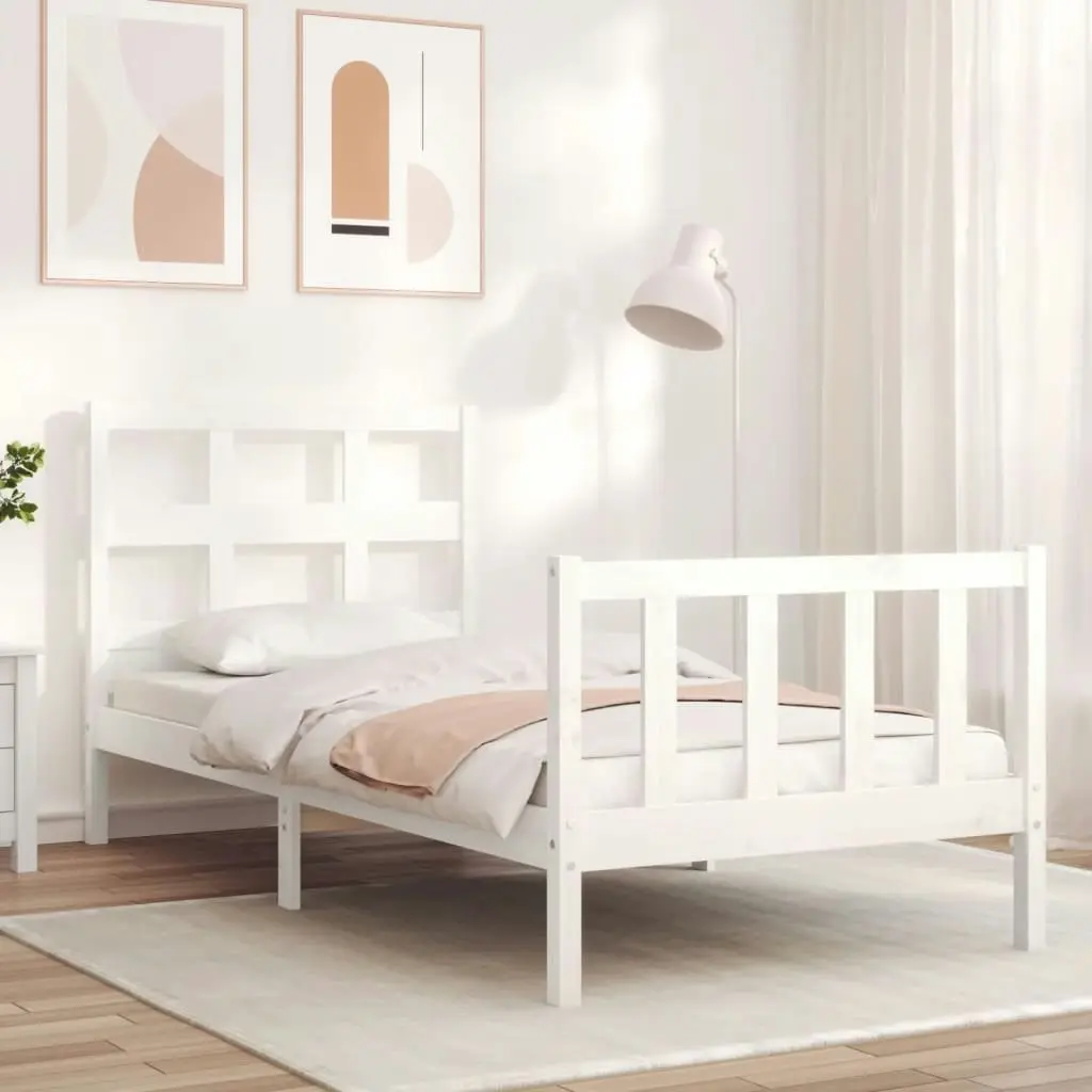 Bed Frame without Mattress White 90x190 cm Solid Wood Pine 3192977