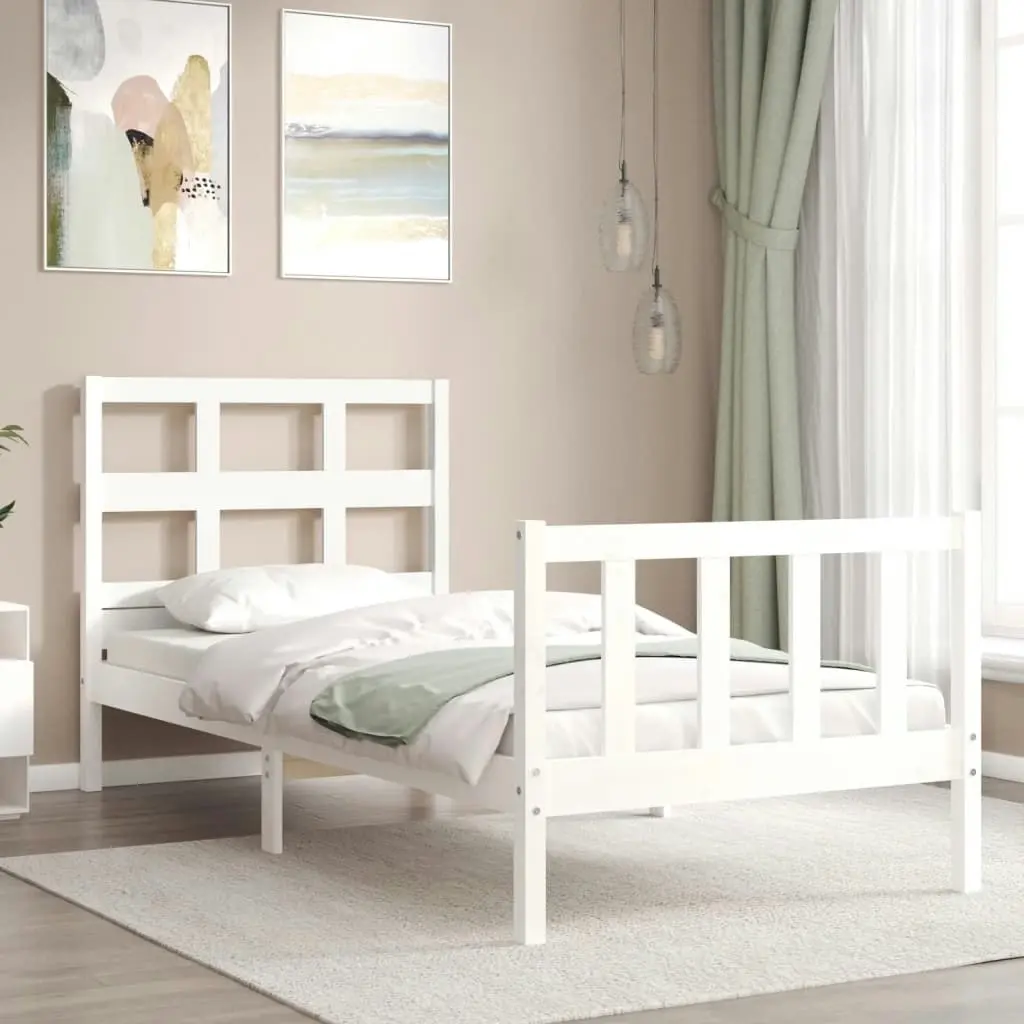 Bed Frame without Mattress White 90x190 cm Solid Wood Pine 3192977