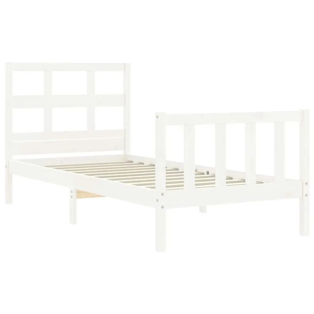 Bed Frame without Mattress White 90x190 cm Solid Wood Pine 3192977