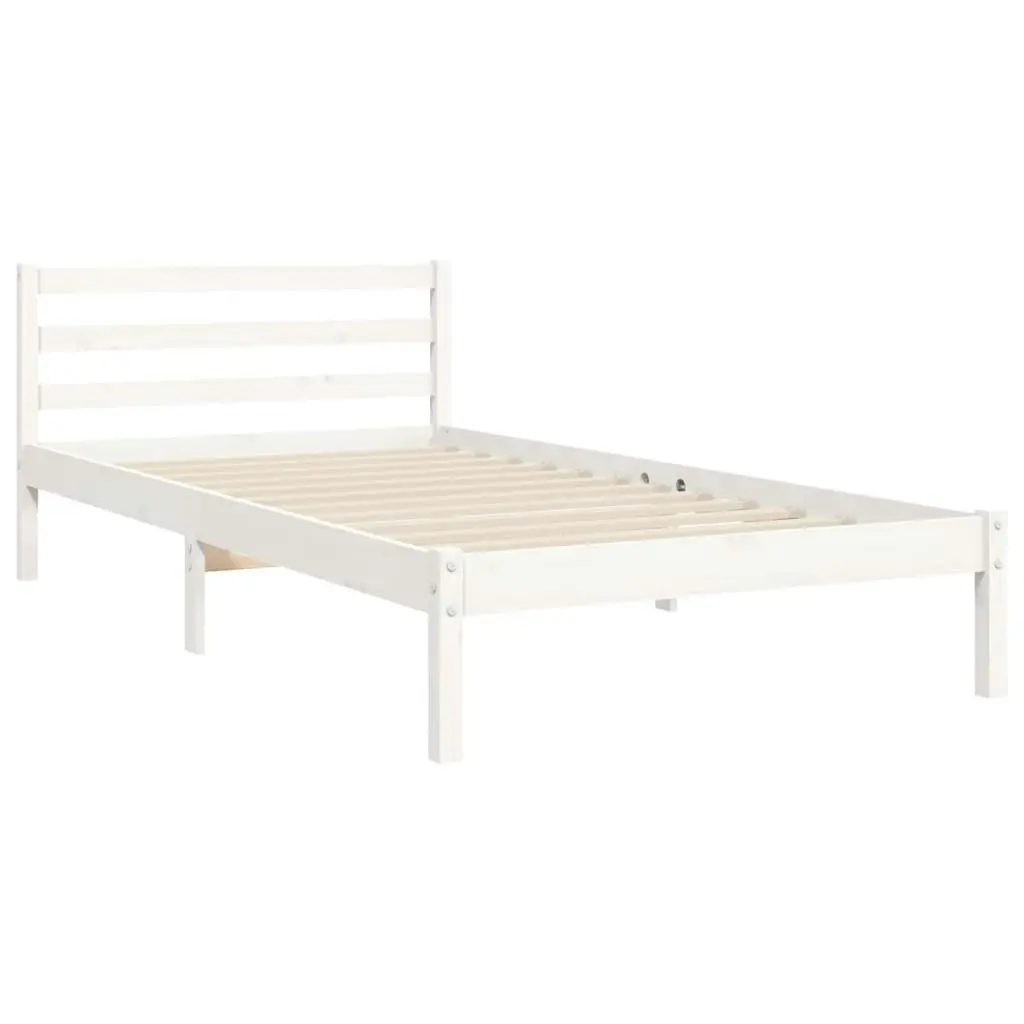 Bed Frame with Headboard White 92x187 cm Single Size Solid Wood 3193757