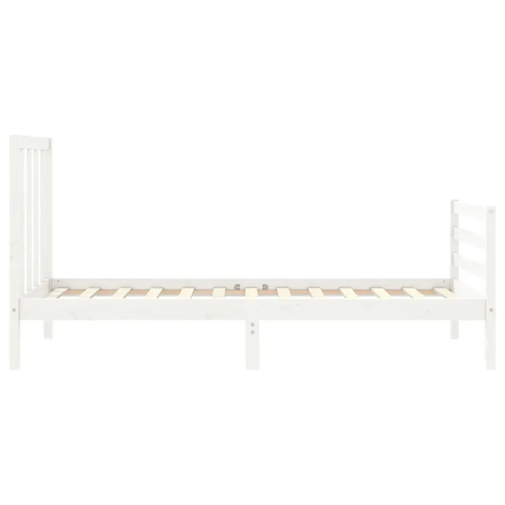 Bed Frame with Headboard White 92x187 cm Single Size Solid Wood 3193757