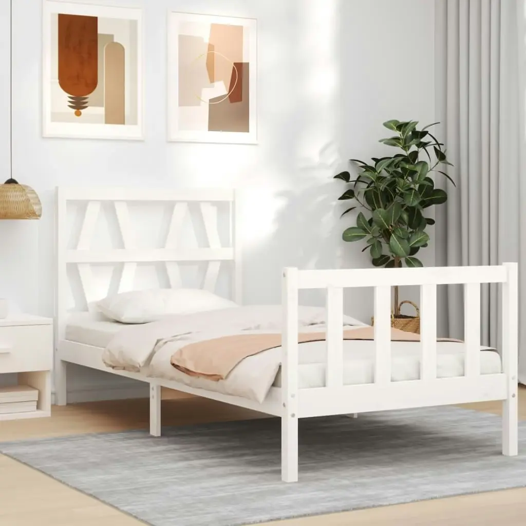 Bed Frame without Mattress White 90x190 cm Solid Wood Pine 3192457