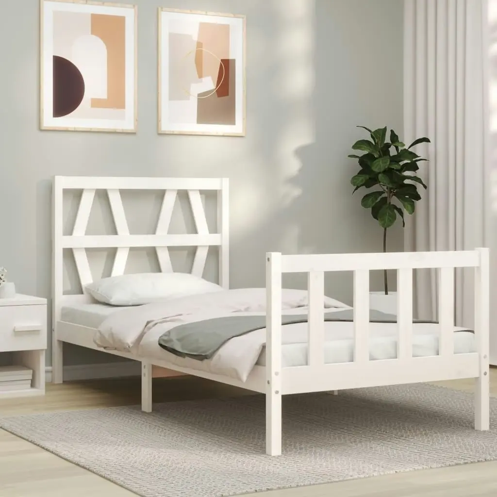 Bed Frame without Mattress White 90x190 cm Solid Wood Pine 3192457