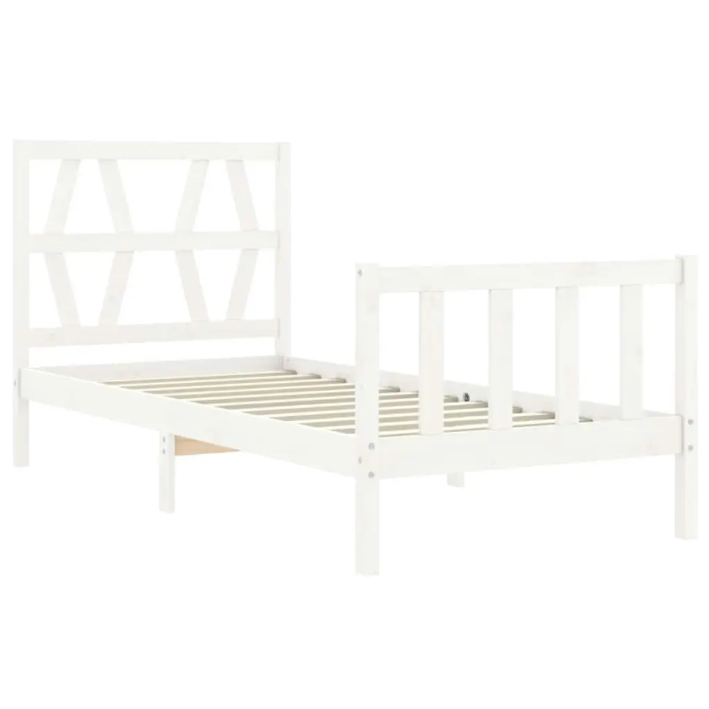 Bed Frame without Mattress White 90x190 cm Solid Wood Pine 3192457