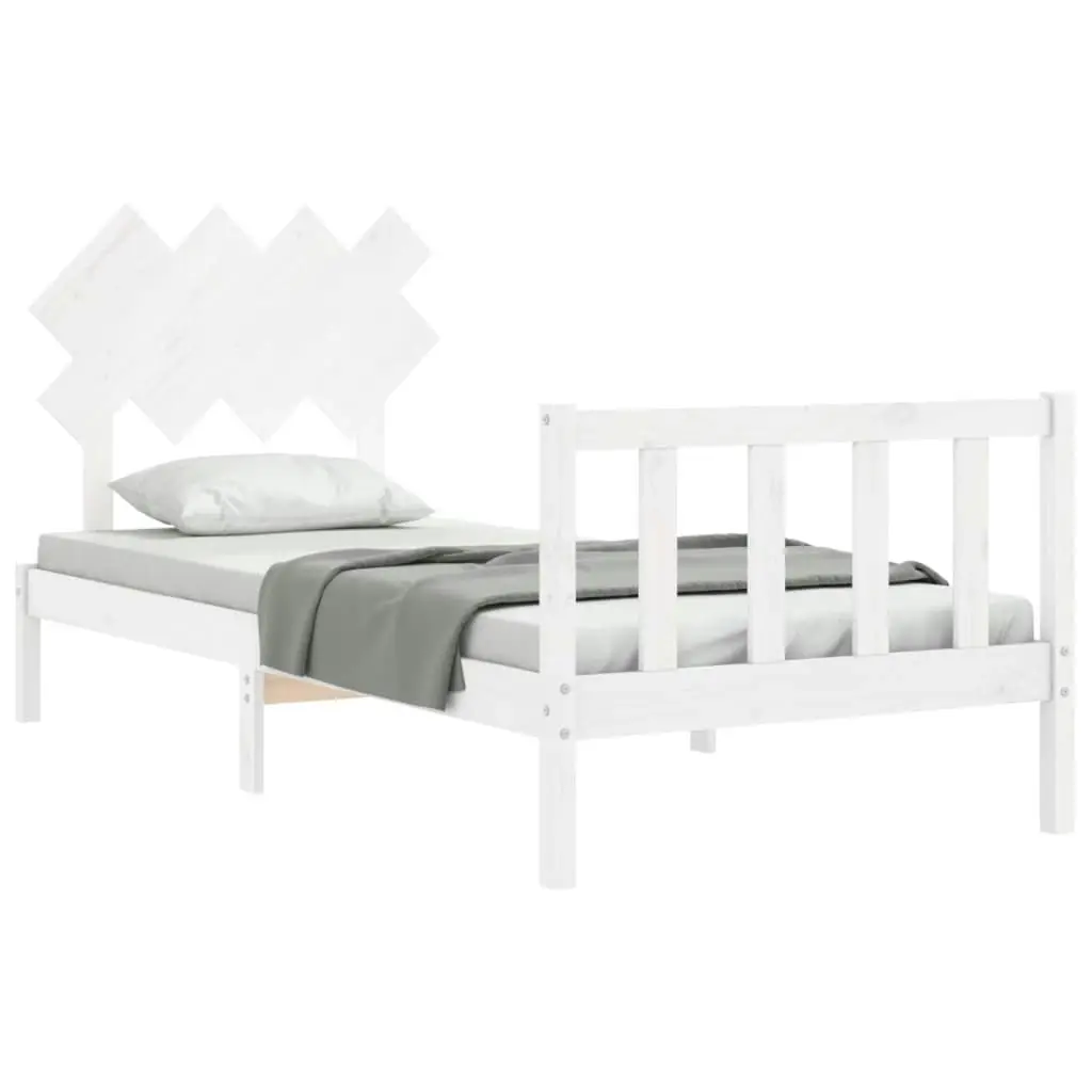 Bed Frame without Mattress White 90x190 cm Solid Wood Pine 3193432