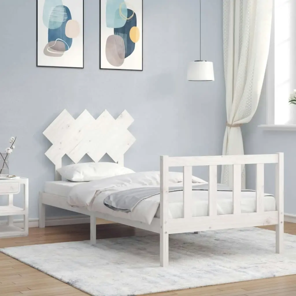 Bed Frame without Mattress White 90x190 cm Solid Wood Pine 3193432