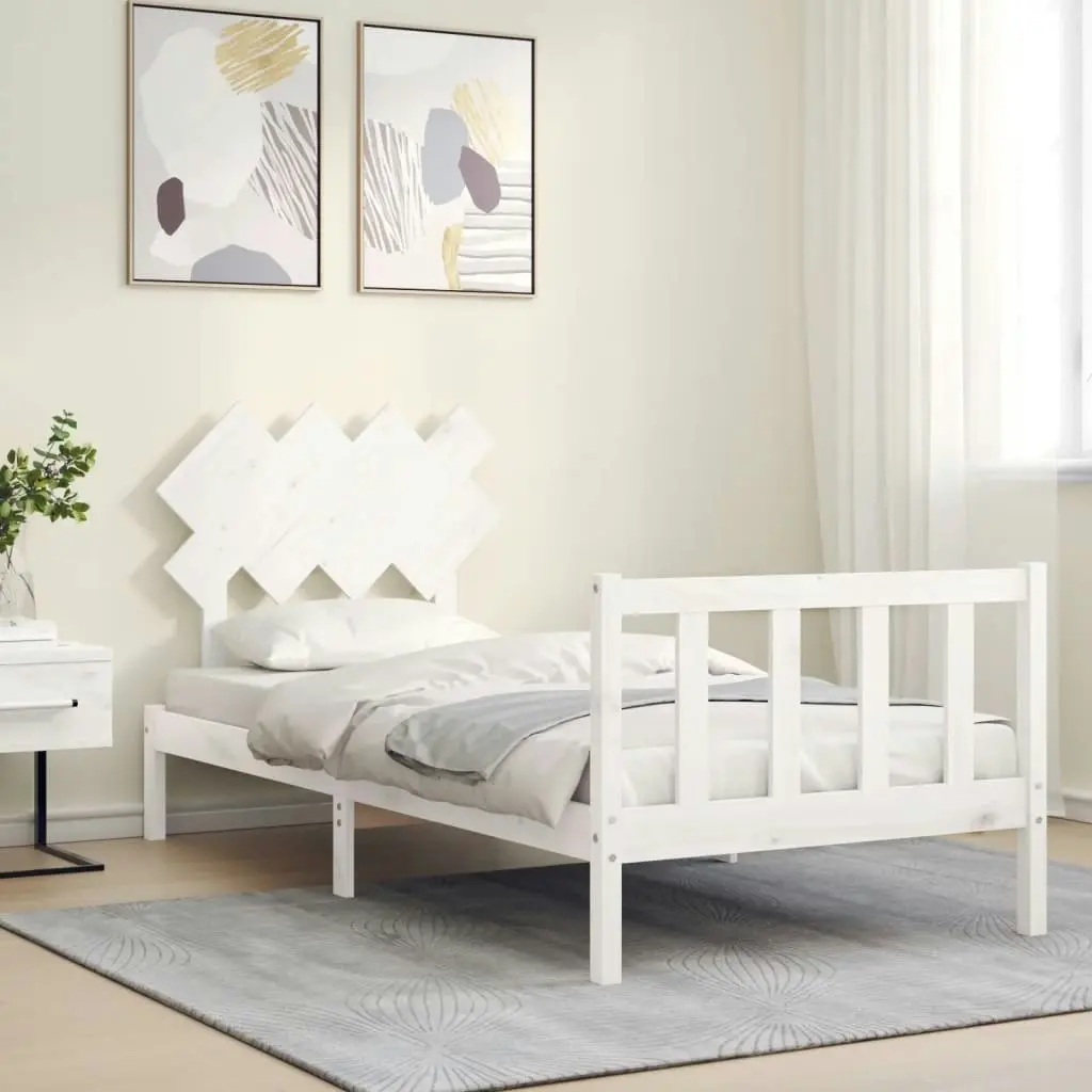 Bed Frame without Mattress White 90x190 cm Solid Wood Pine 3193432